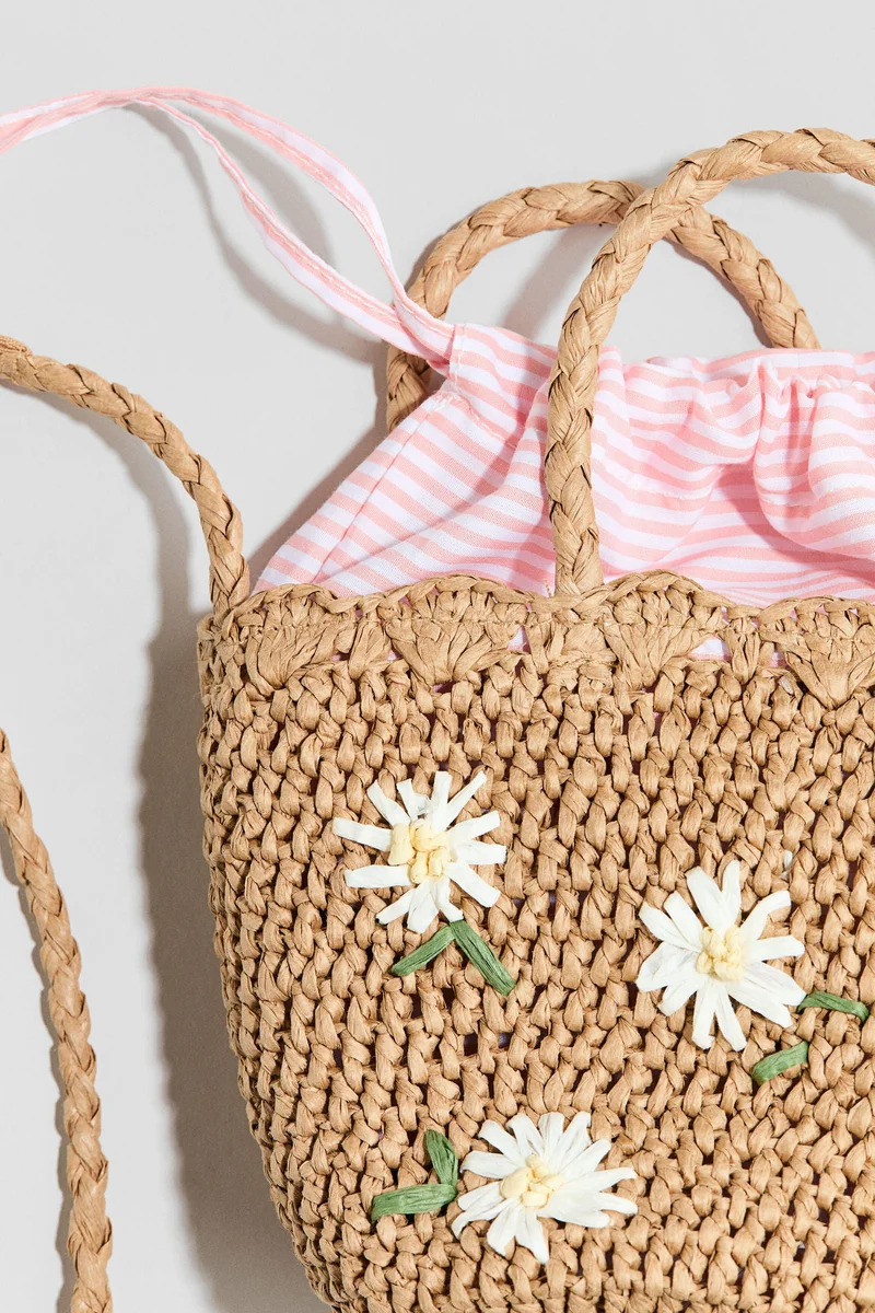 H&M Appliquéd straw crossbody bag